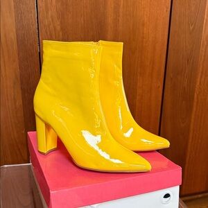 Yellow Patent Leather Ankle Boots NEW